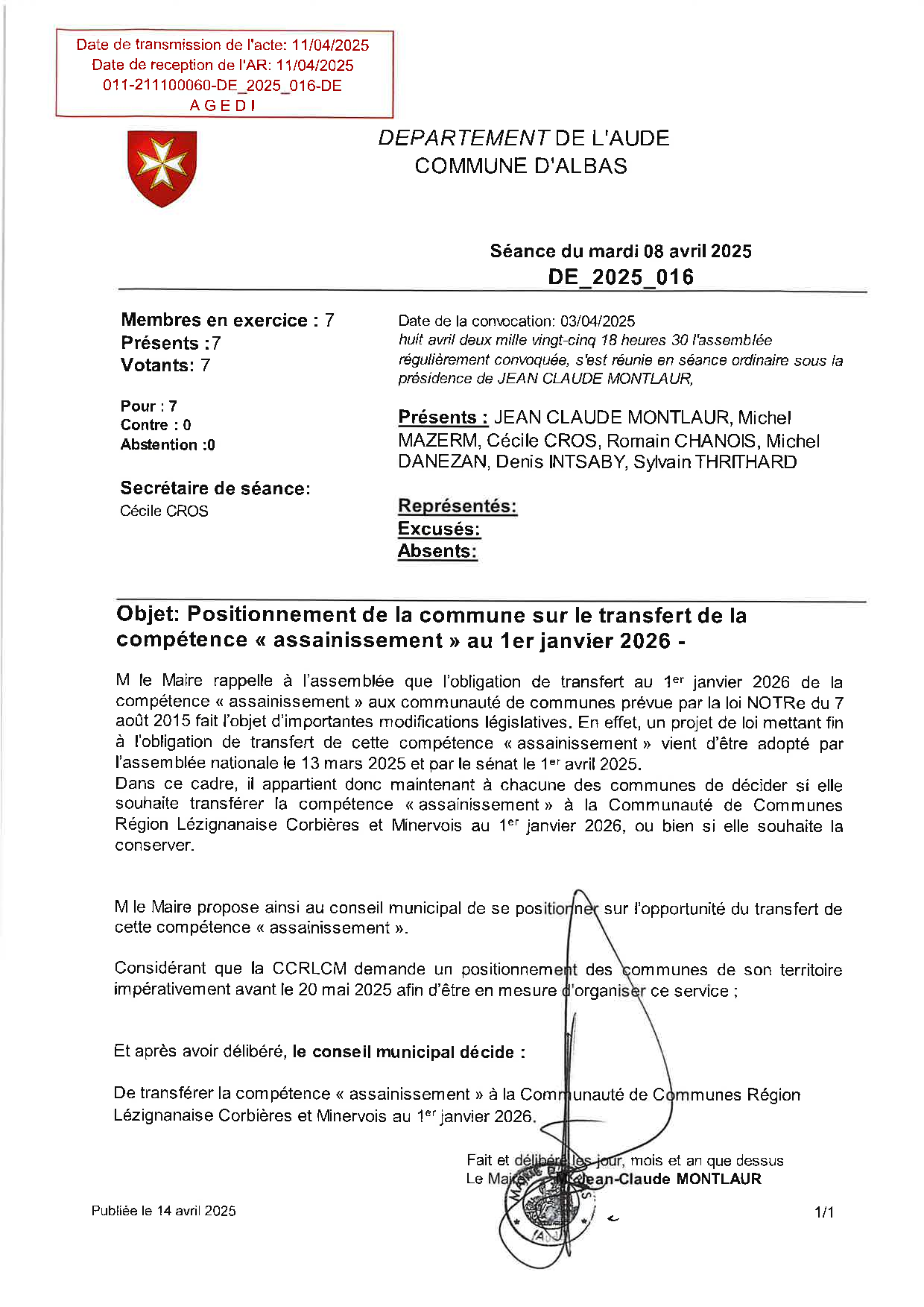 Délibération 08 04 2025