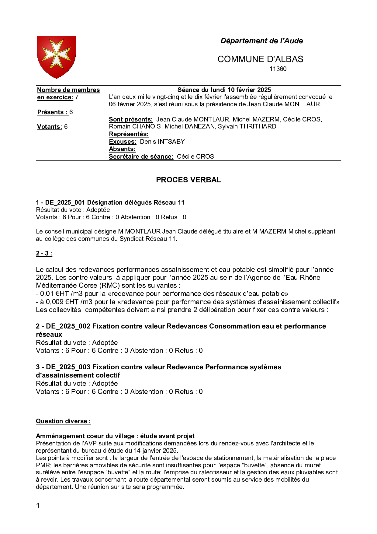 PV séance du 10 février 2025