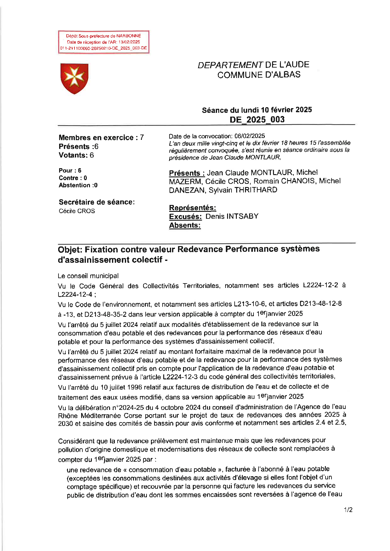 Délibération 10 février 2025